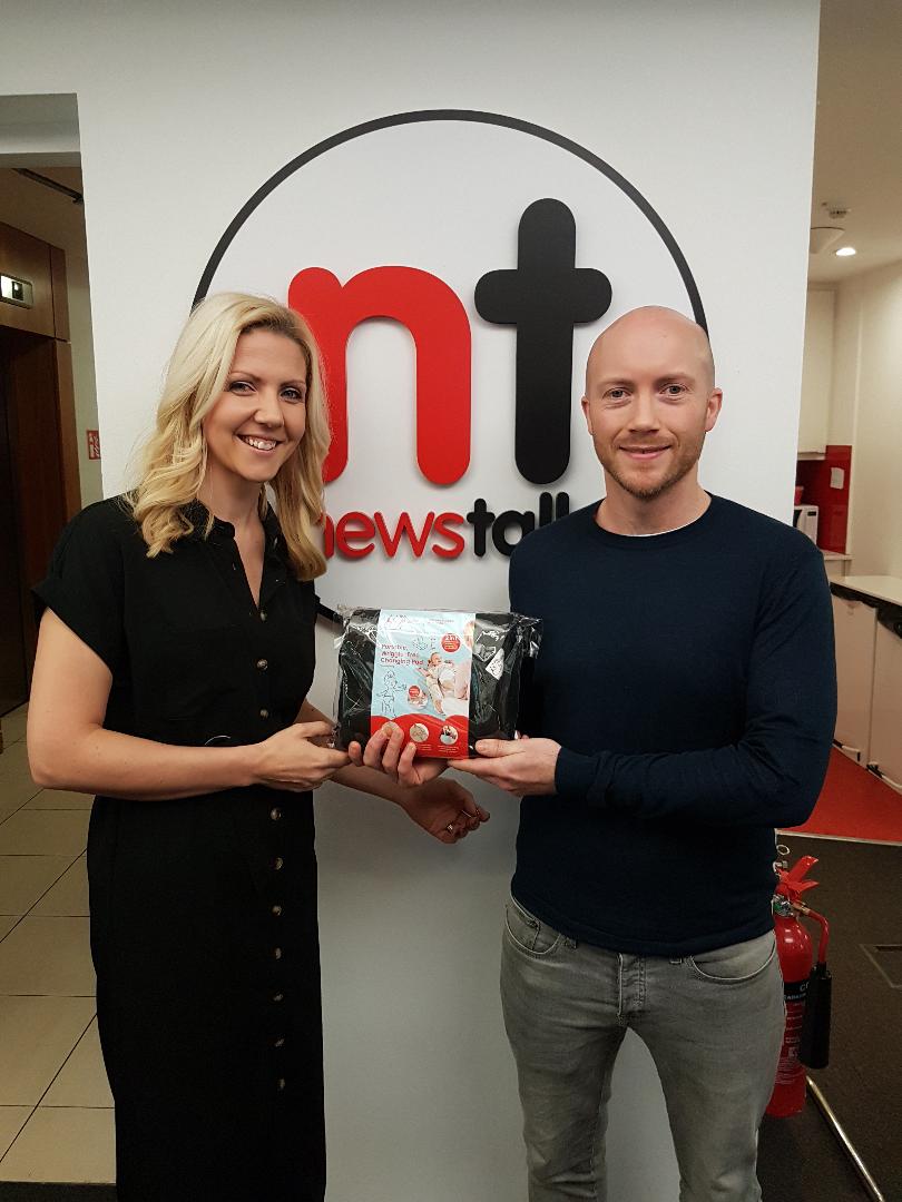 Creators of The Wriggler changing mat in Newstalk studios