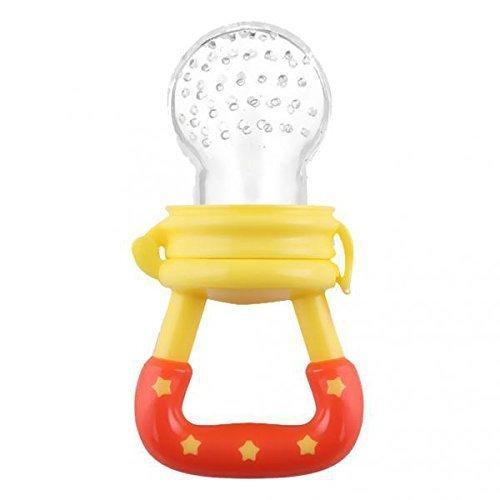 Fruit feeder silicone teether yellow and orange weaning product